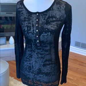 Shear black unique long sleeve tee